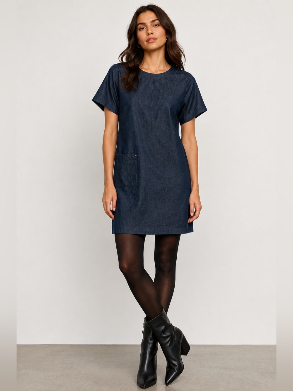 rag & bone L Denim Shift Dress Minimalist Modern Relaxed Fit Quiet Luxury